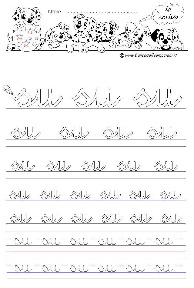 lettere su - Corsivo Minuscolo - scrivere con la traccia