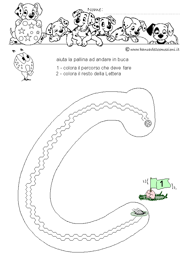 Pregrafismo - coordinazione oculo manuale - Lettera C dell' alfabeto