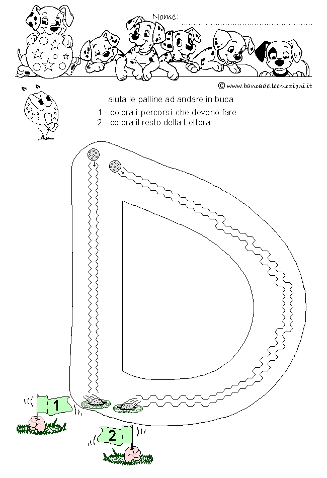 Pregrafismo - coordinazione oculo manuale - Lettera D dell' alfabeto