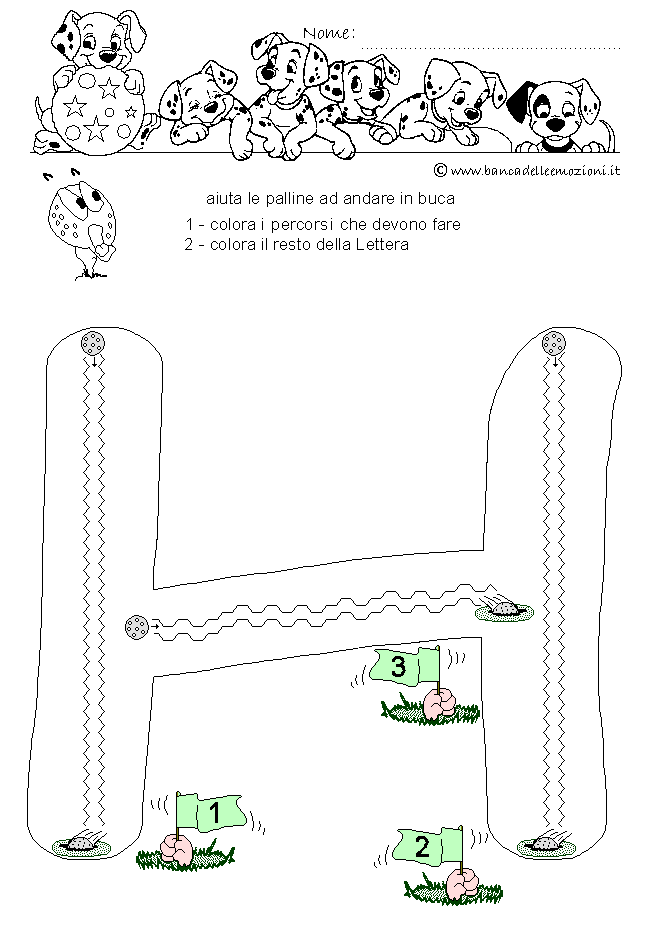 Pregrafismo - coordinazione oculo manuale - Lettera H dell' alfabeto