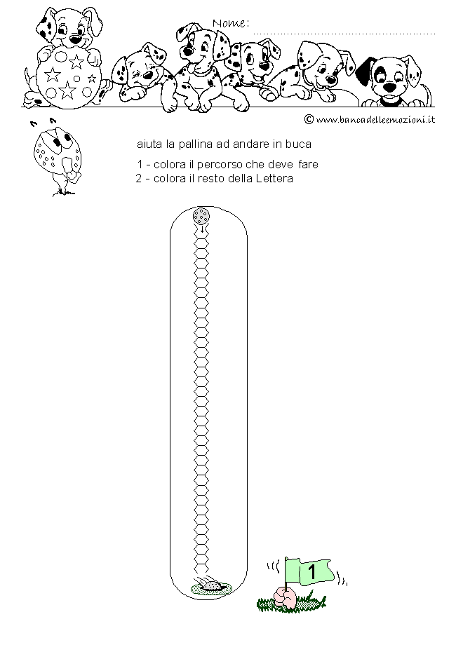 Pregrafismo - coordinazione oculo manuale - Golf Letterario - Lettera I dell' alfabeto