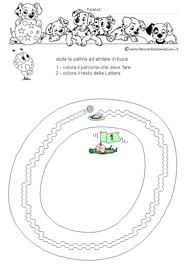 Pregrafismo - coordinazione oculo manuale - Golf Letterario - Lettera O dell' alfabeto