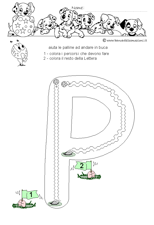 Pregrafismo - coordinazione oculo manuale - Golf Letterario - Lettera P dell' alfabeto