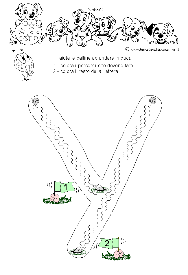 Pregrafismo - coordinazione oculo manuale - Golf Letterario - Lettera Y dell' alfabeto