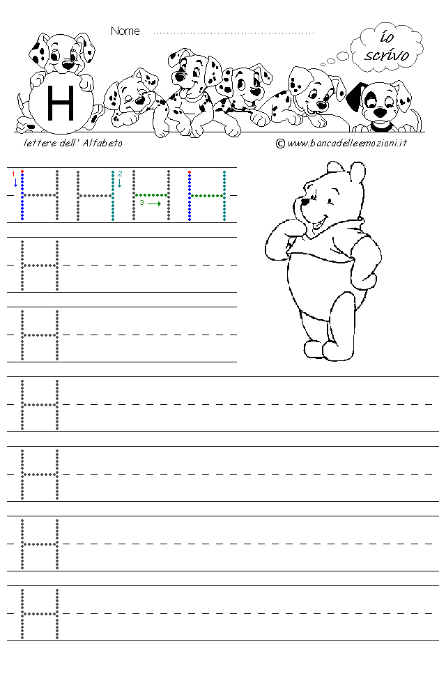 Alfabeto Stampatello maiuscolo lettera H senza traccia