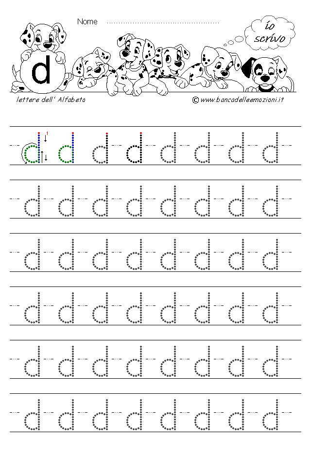 Alfabeto Stampatello minuscolo lettera d con traccia