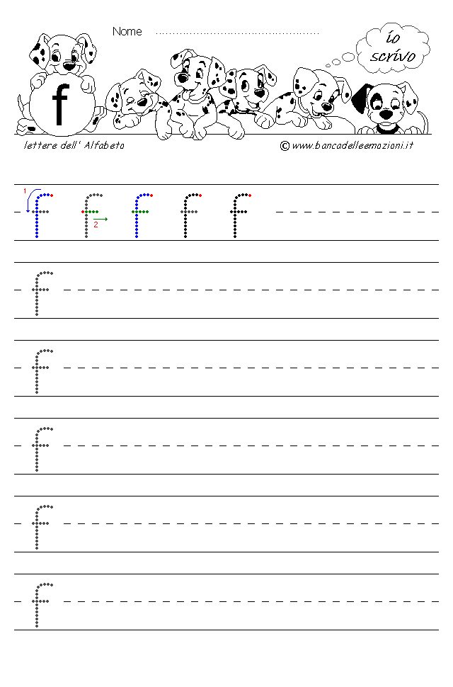 Alfabeto Stampatello minuscolo lettera f senza traccia