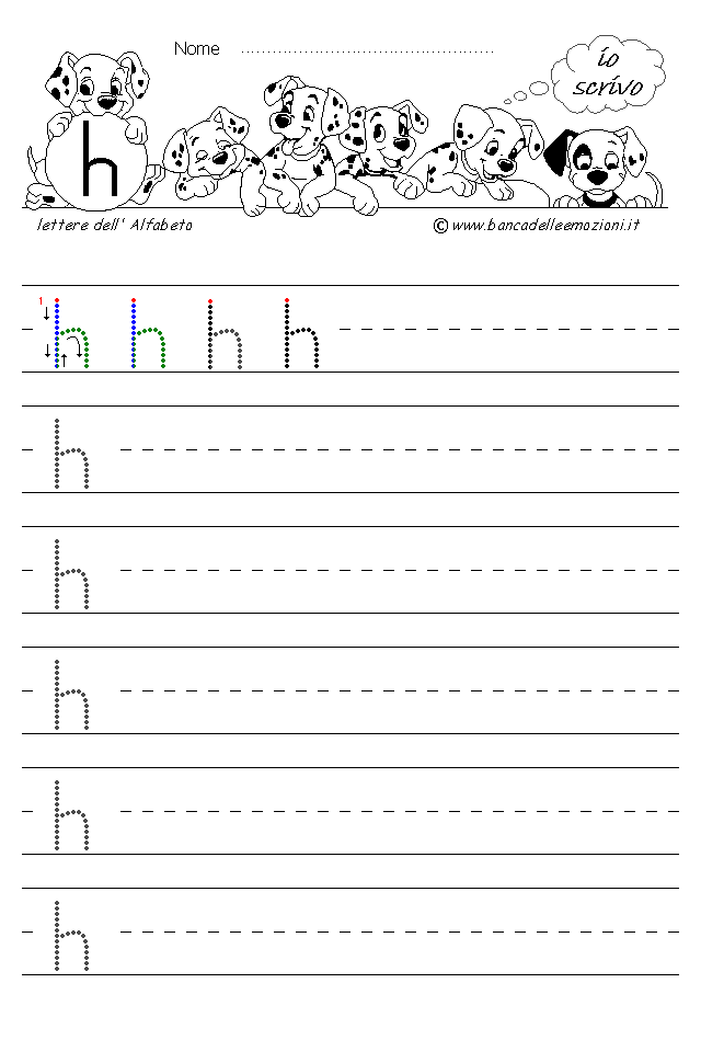 Alfabeto Stampatello minuscolo lettera h senza traccia