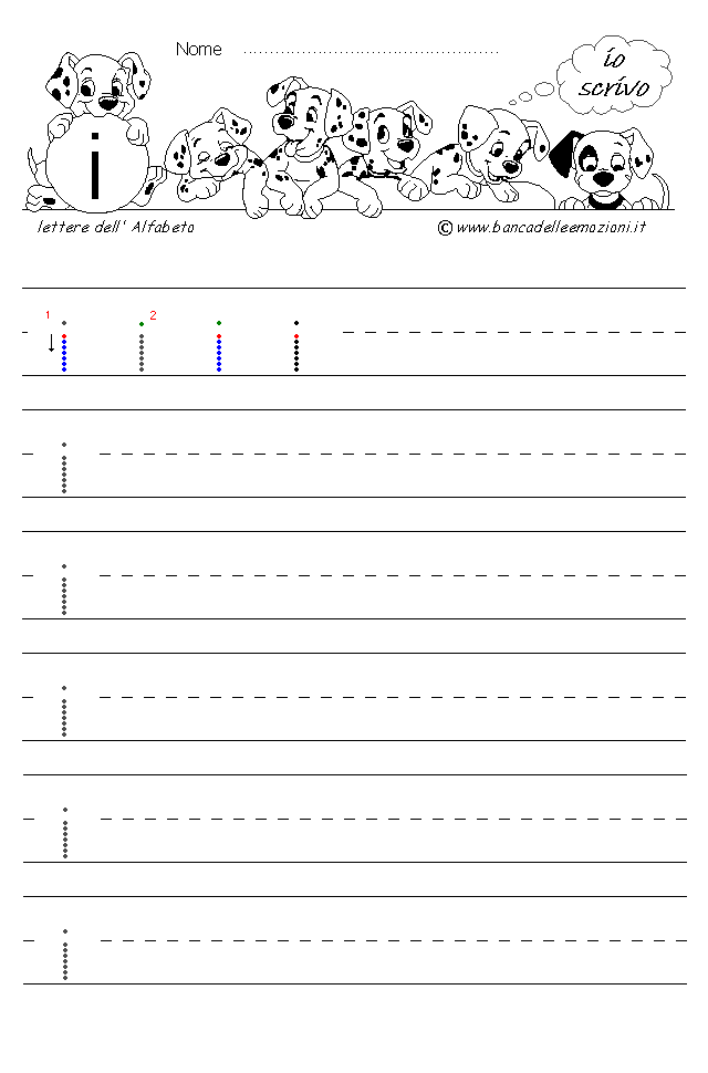 Alfabeto Stampatello minuscolo lettera i senza traccia