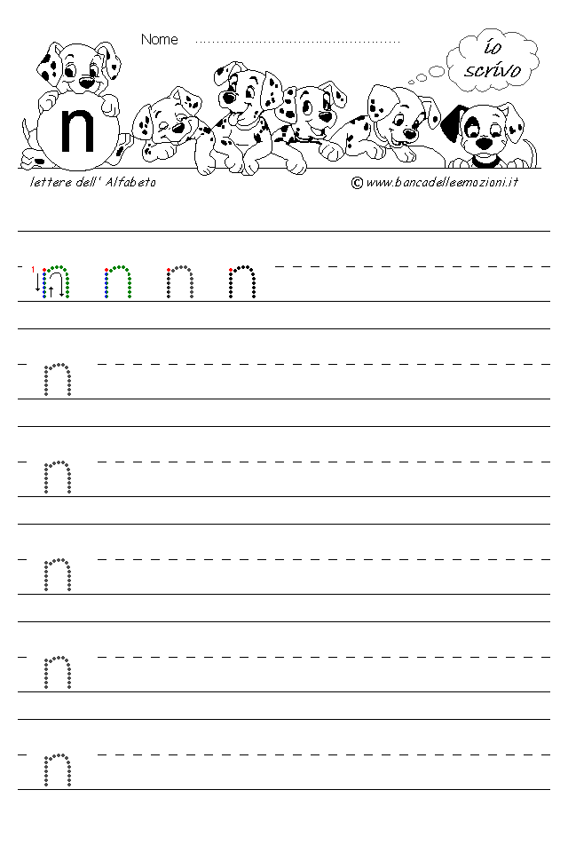 Alfabeto Stampatello minuscolo lettera n senza traccia