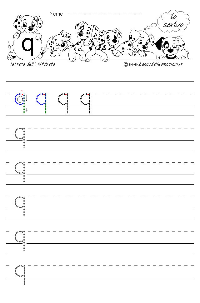 Alfabeto Stampatello minuscolo lettera q senza traccia