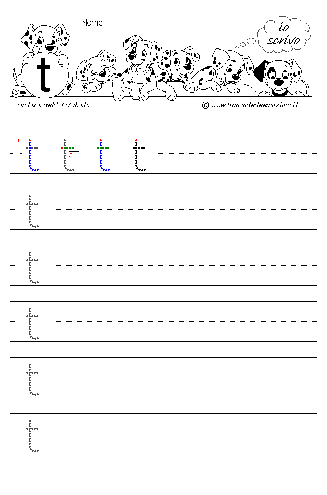 Alfabeto Stampatello minuscolo lettera t senza traccia