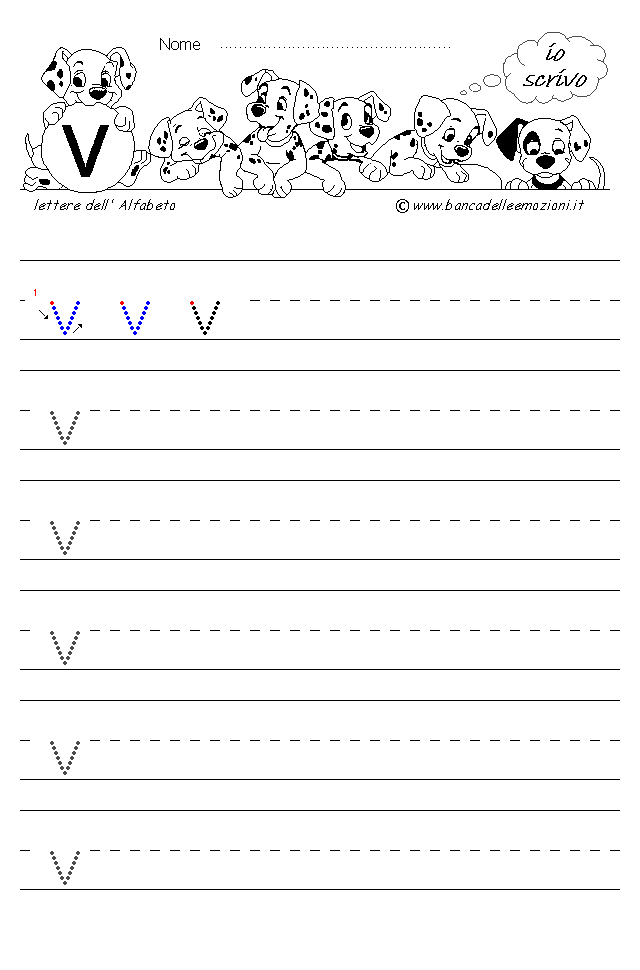 Alfabeto Stampatello minuscolo lettera v senza traccia