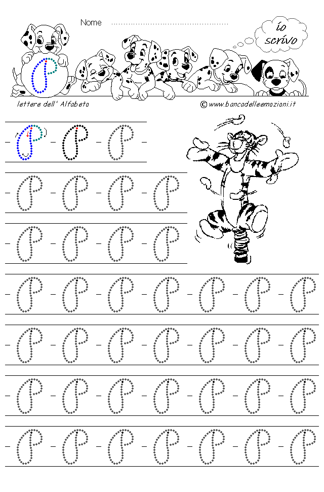 Alfabeto lettera P corsivo Maiuscolo