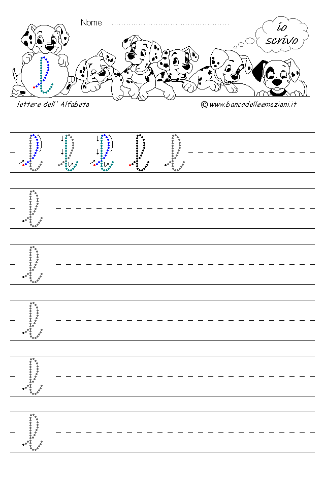 Alfabeto lettera L - Corsivo minuscolo senza traccia