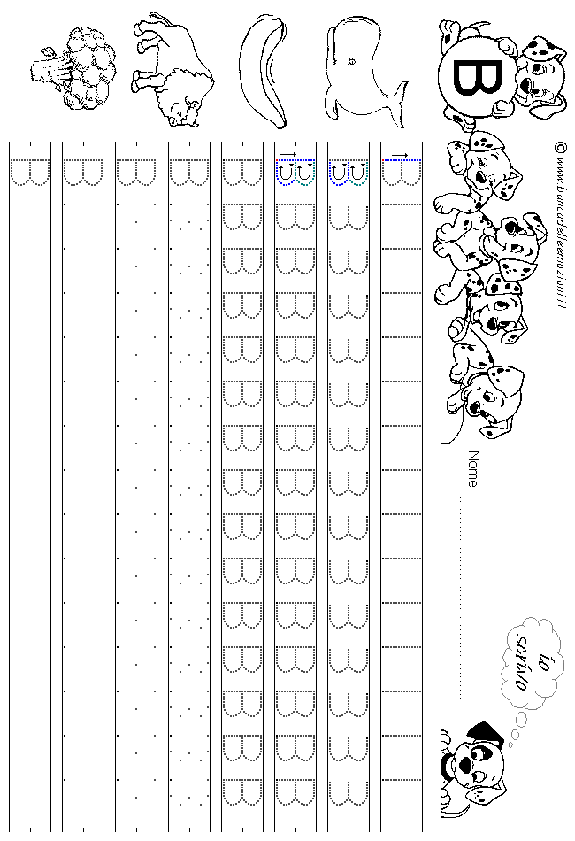 Alfabeto lettera B - stampatello minuscolo come si costruisce