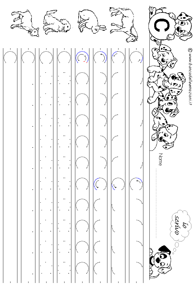 Alfabeto lettera C - stampatello minuscolo come si costruisce