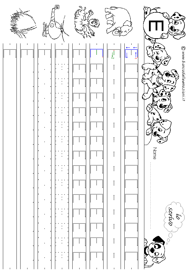 Alfabeto lettera E - stampatello minuscolo come si costruisce