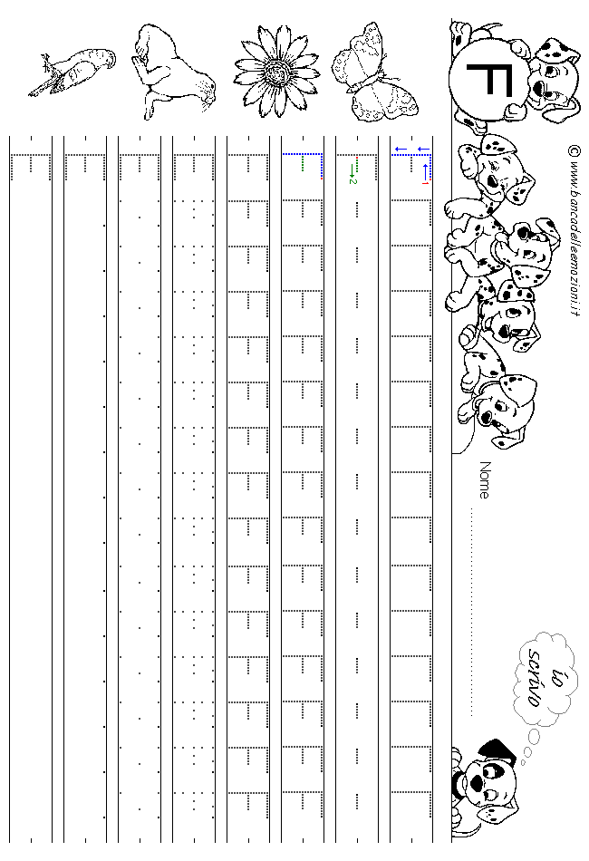 Alfabeto lettera F - stampatello minuscolo come si costruisce