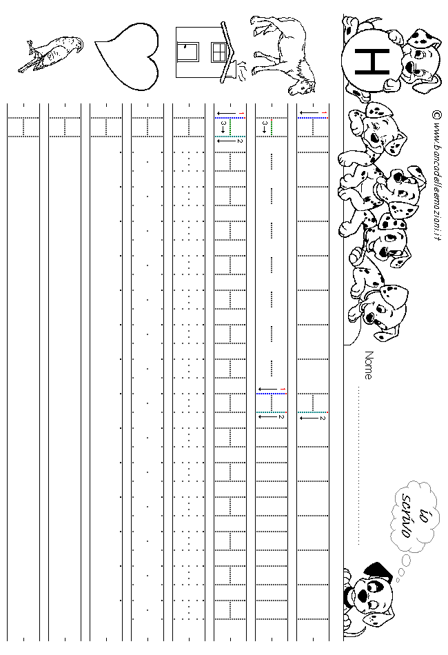 Alfabeto lettera H - stampatello minuscolo come si costruisce