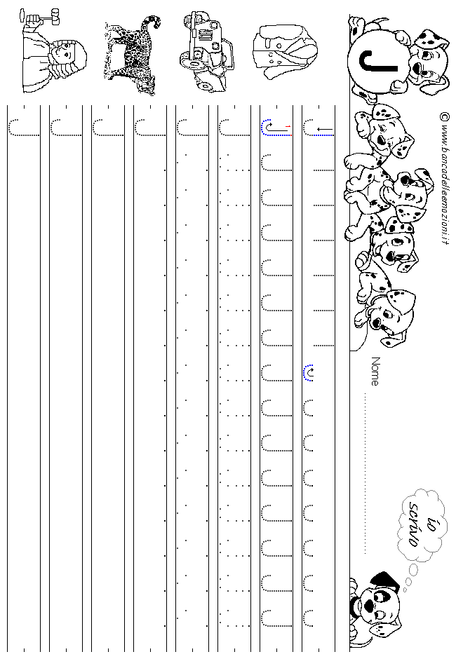 Alfabeto lettera J - stampatello minuscolo come si costruisce