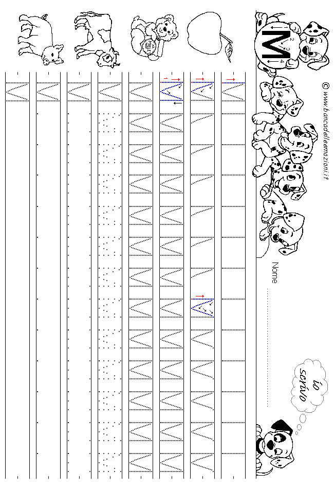 Alfabeto lettera M - stampatello minuscolo come si costruisce