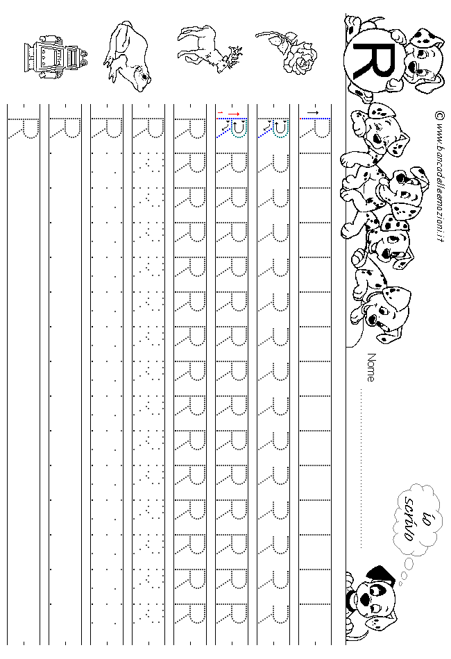 Alfabeto lettera R - stampatello minuscolo come si costruisce