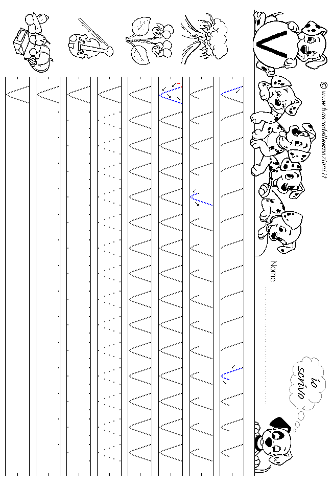 Alfabeto lettera V - stampatello minuscolo come si costruisce