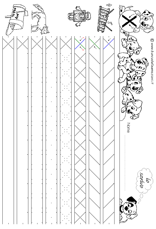 Alfabeto lettera X - stampatello minuscolo come si costruisce