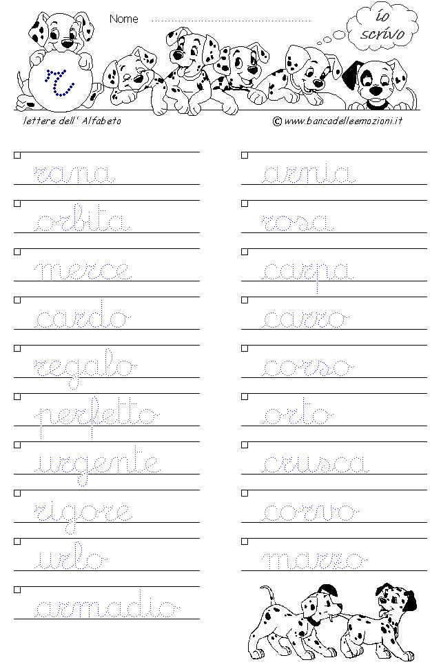 Alfabeto lettera r - Corsivo minuscolo con traccia