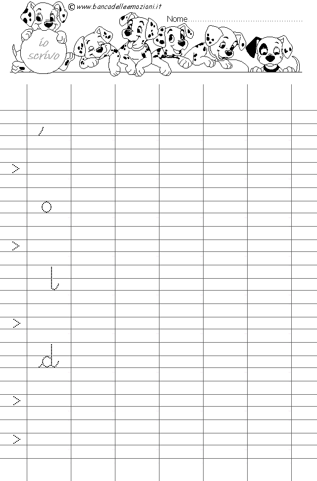 I componenti della lettera D corsivo minuscolo