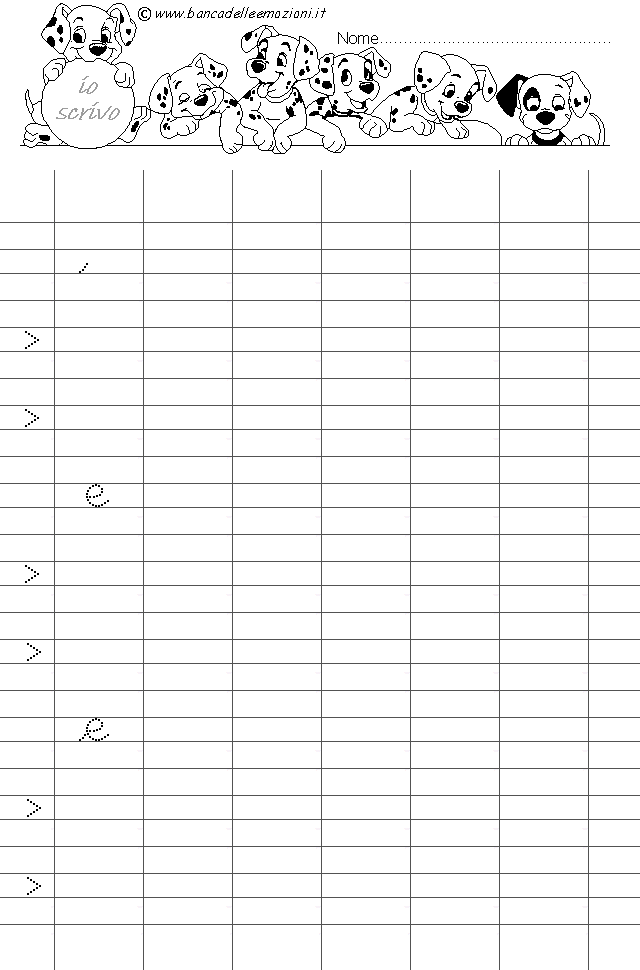 I componenti della lettera E corsivo minuscolo