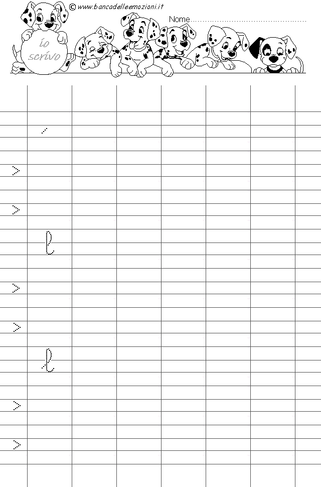 I componenti della lettera L corsivo minuscolo