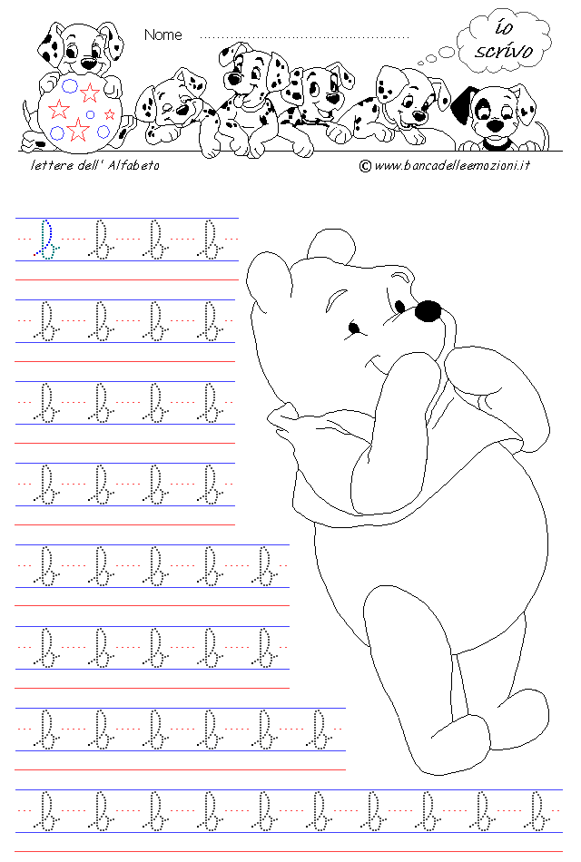 lettera b - Corsivo Minuscolo - scrivere con la traccia