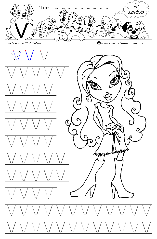 Bratz Alfabeto lettera V - Stampatello Maiuscolo