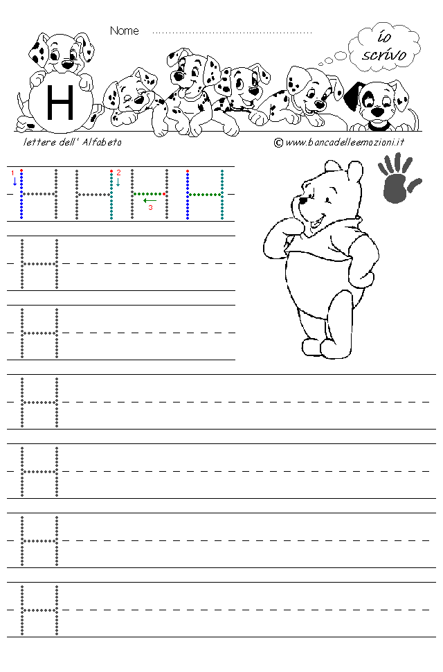 Alfabeto - Lettera H stampatello maiuscolo - come si costrusce per i mancini