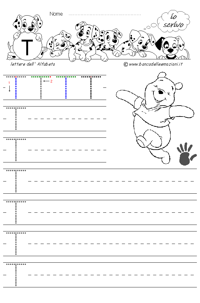 Alfabeto - Lettera T stampatello maiuscolo - come si costrusce per i mancini