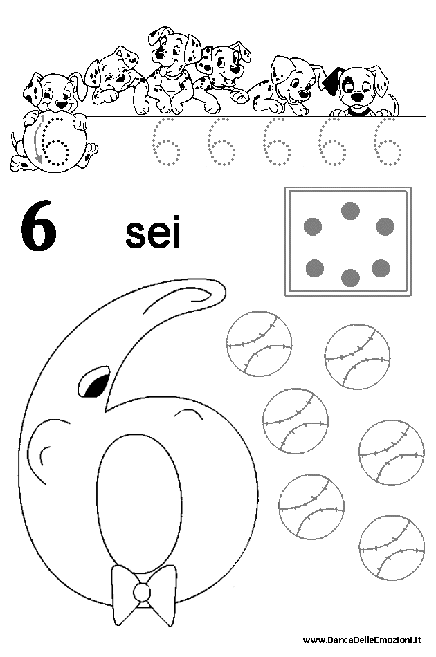 Aritmetica - Conoscere i numeri - numero 6 sei