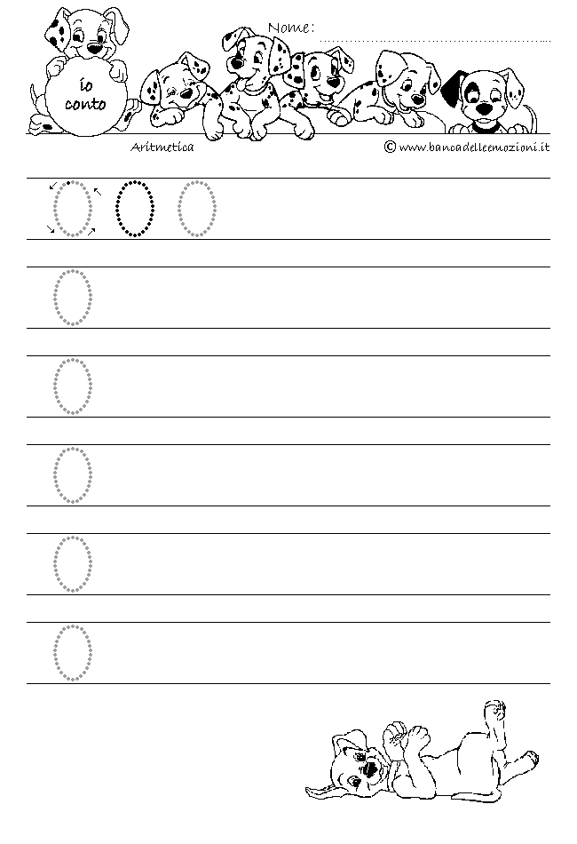 Aritmetica - Conoscere i numeri - numero 0 zero - scrivere senza la traccia