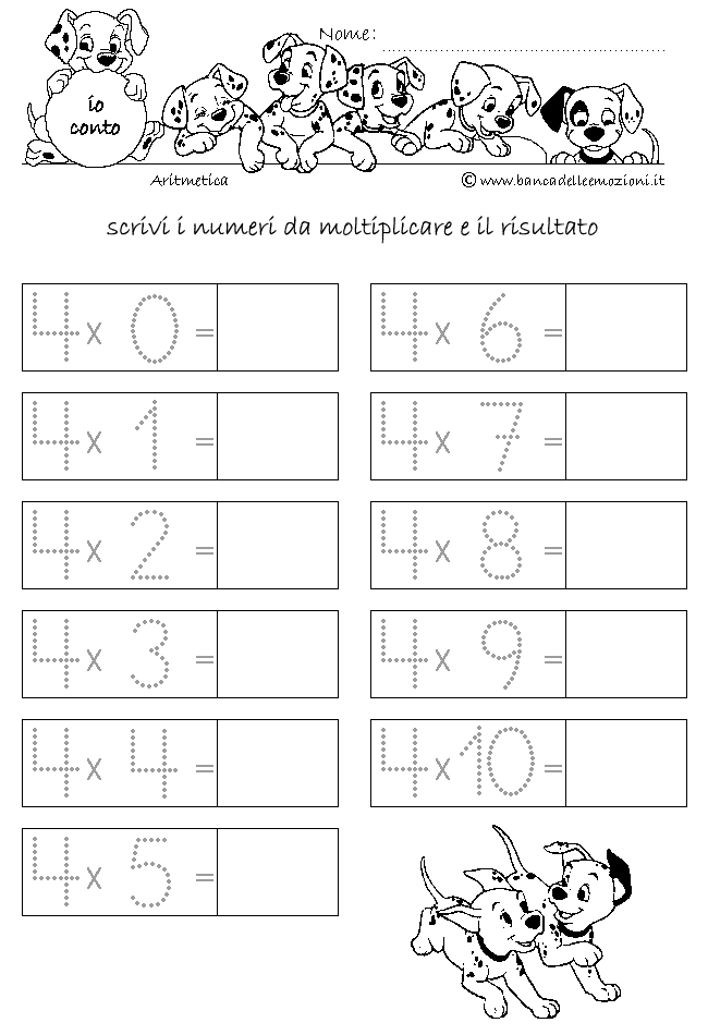 Aritmetica - Conoscere i numeri - Moltiplicazione