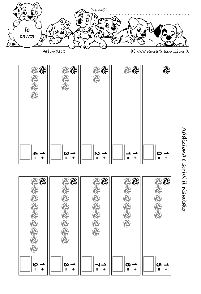 Aritmetica - ADDIZIONE - addiziona gli oggetti senza traccia numero 1