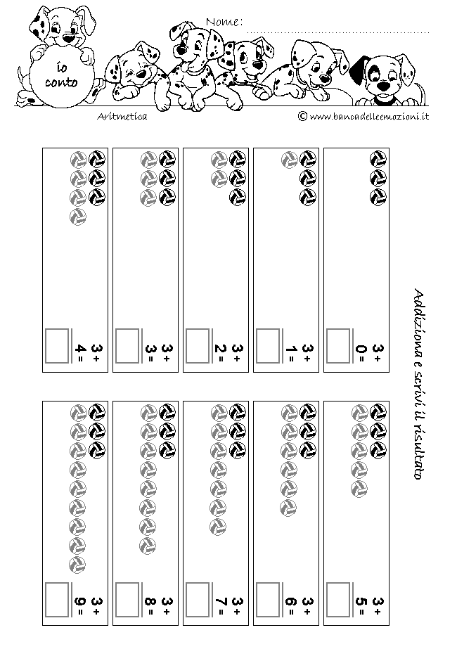 Aritmetica - ADDIZIONE - addiziona gli oggetti senza traccia numero 3