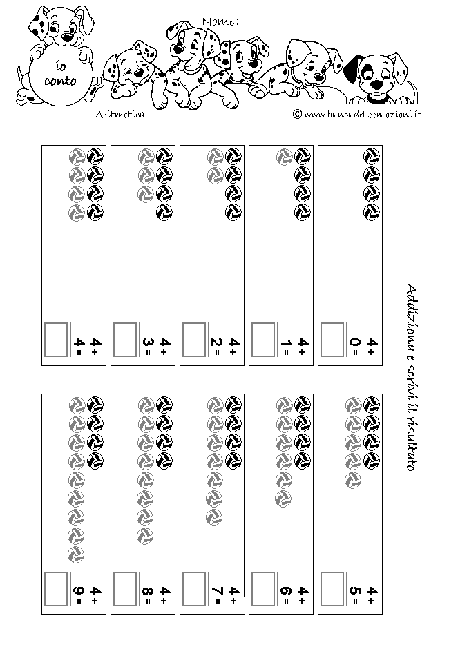 Aritmetica - ADDIZIONE - addiziona gli oggetti senza traccia numero 4