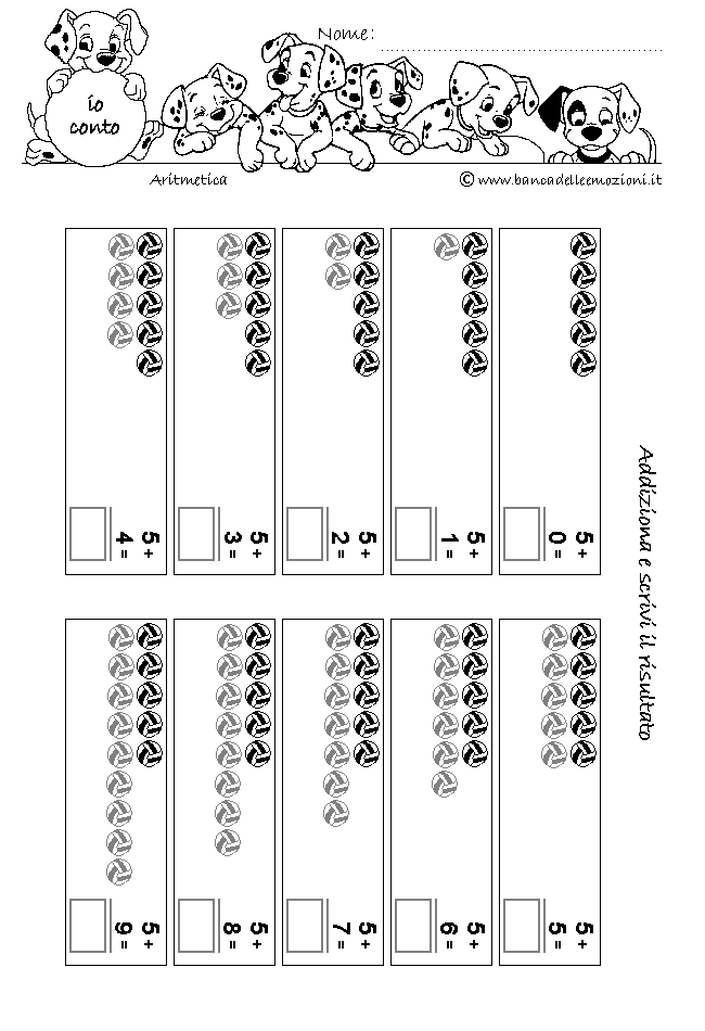 Aritmetica - ADDIZIONE - addiziona gli oggetti senza traccia numero 5