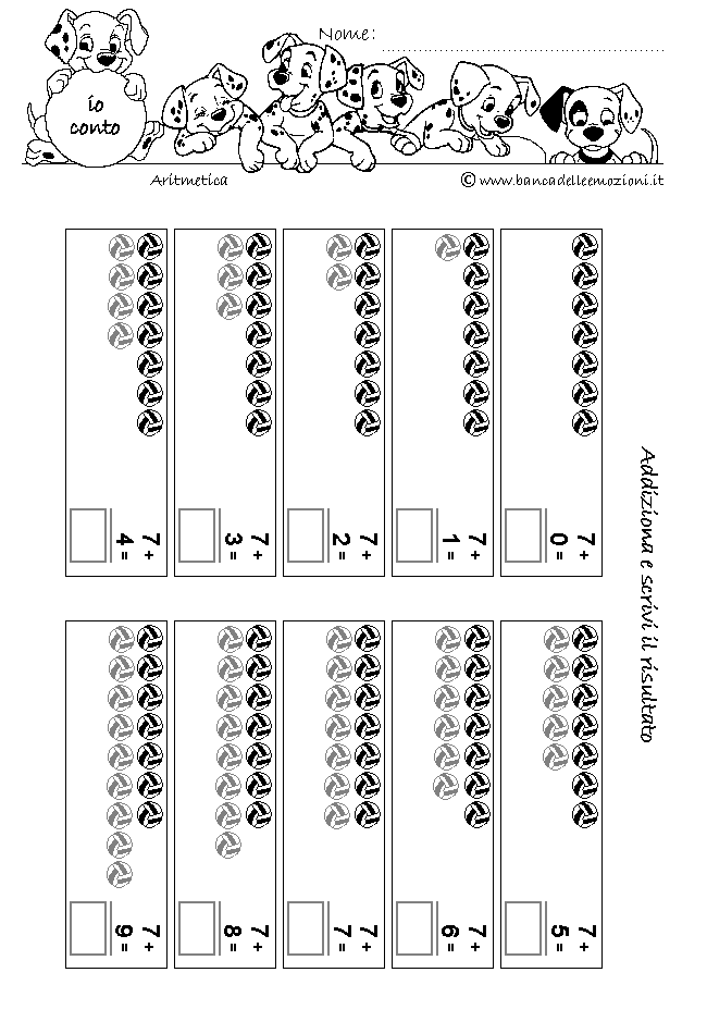 Aritmetica - ADDIZIONE - addiziona gli oggetti senza traccia numero 7