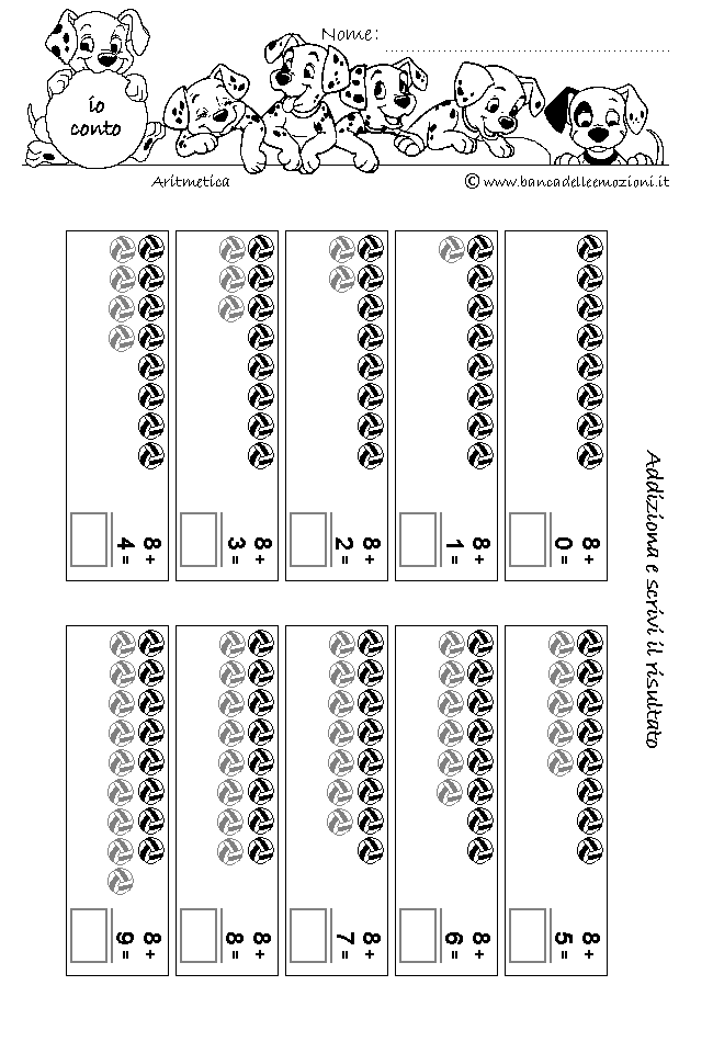 Aritmetica - ADDIZIONE - addiziona gli oggetti senza traccia numero 8