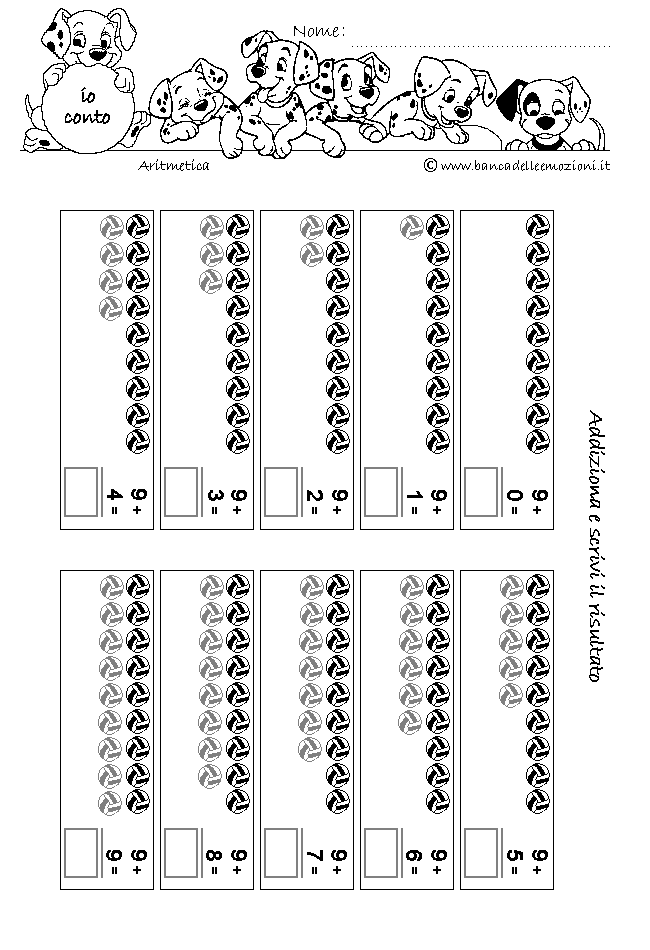 Aritmetica - ADDIZIONE - addiziona gli oggetti senza traccia numero 9