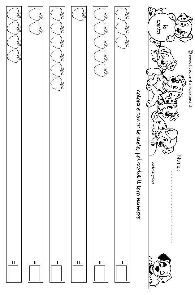 Aritmetica - Conoscere i numeri - CONTA E SCRIVI - Oggetti e Numeri da 1 a 6 senza aiuto