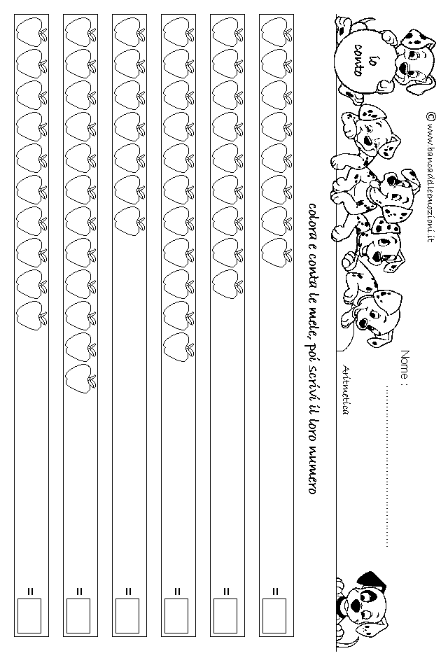 Aritmetica - Conoscere i numeri - CONTA E SCRIVI - Oggetti e Numeri da 7 a 12 senza aiuto