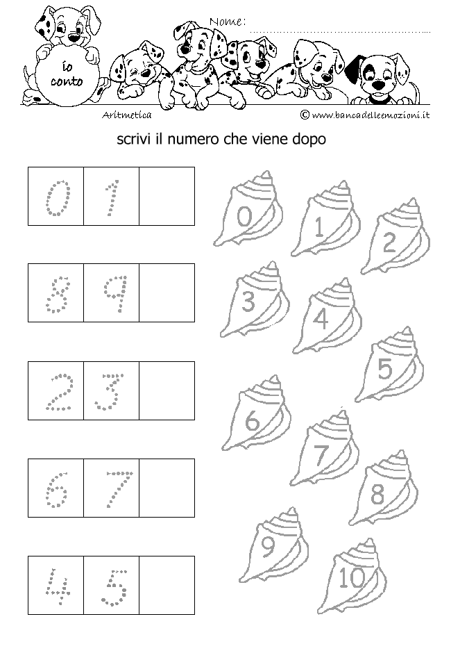 Aritmetica - Conoscere i numeri - Trova e scrivi il numero che viene dopo